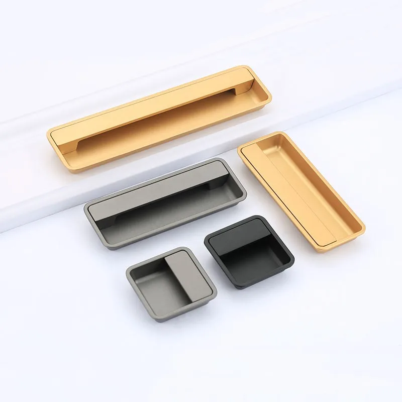 Popular Hidden Furniture Wardrobe Cabinet Pull Drawer Handle Zinc Alloy Concealed Furniture Closet Door Handle