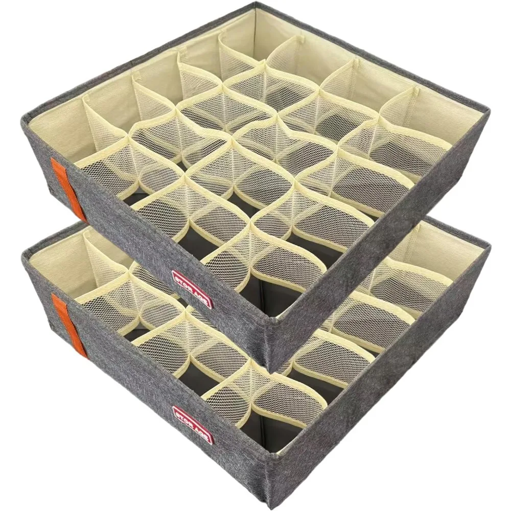 

2-piece sock storage drawer divider, 20 compartment foldable storage box with underwear, bra, clothes, baby clothes