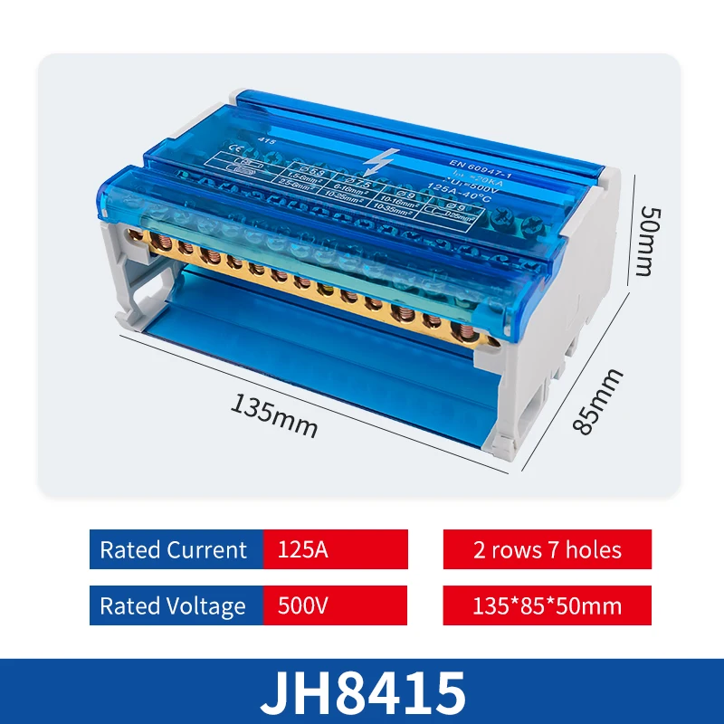 Junction Modular Power Distribution Box 4*15 Pins Screw Wire Electrical Connector Din Rail Terminal Block JH8415