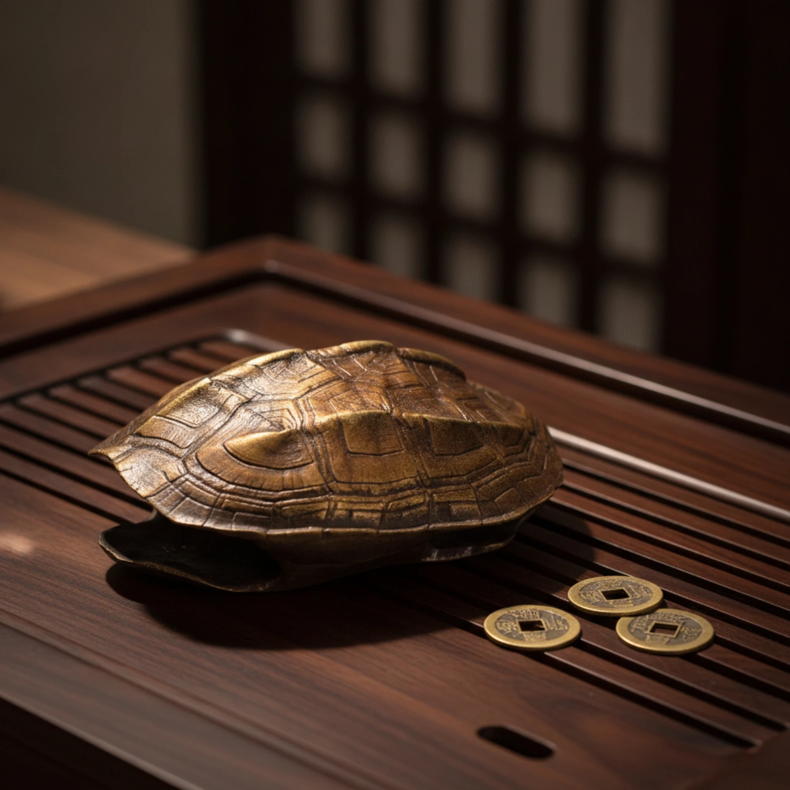 Turtle Shell Ornament Hollow Brass Turtle Shell Paperweight Ornamental Figurine Classic for Collectors, Desk, Tea Table