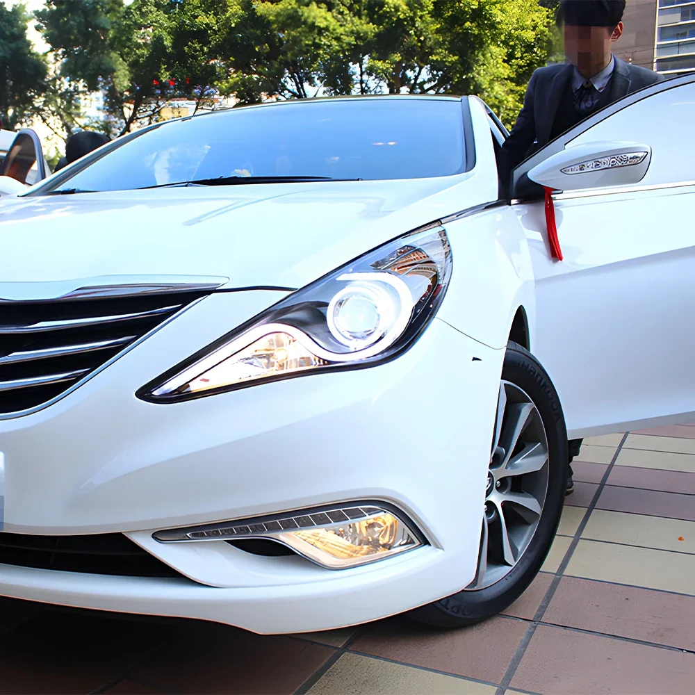 

Автоматическая фара для Hyundai Sonata 2011-2015, светодиодные передние лампы автомобиля в сборе, обновление, стиль «ангельские глазки», аксессуары для линз проектора