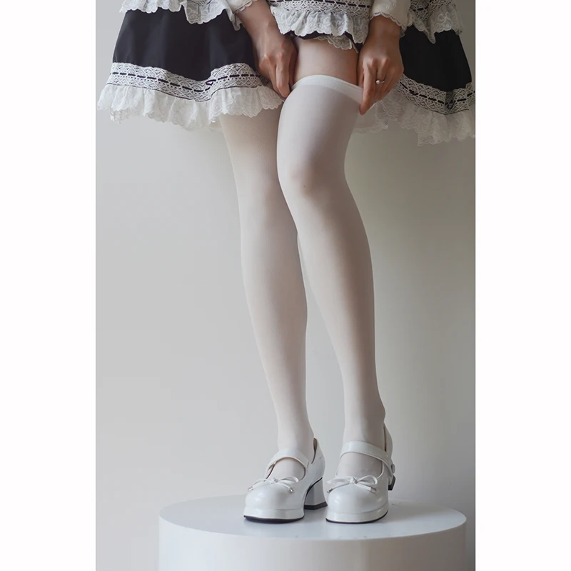 Velvet long tube knee socks 80D summer thin lo female Japanese college wind soft sister jk tall tube white silk