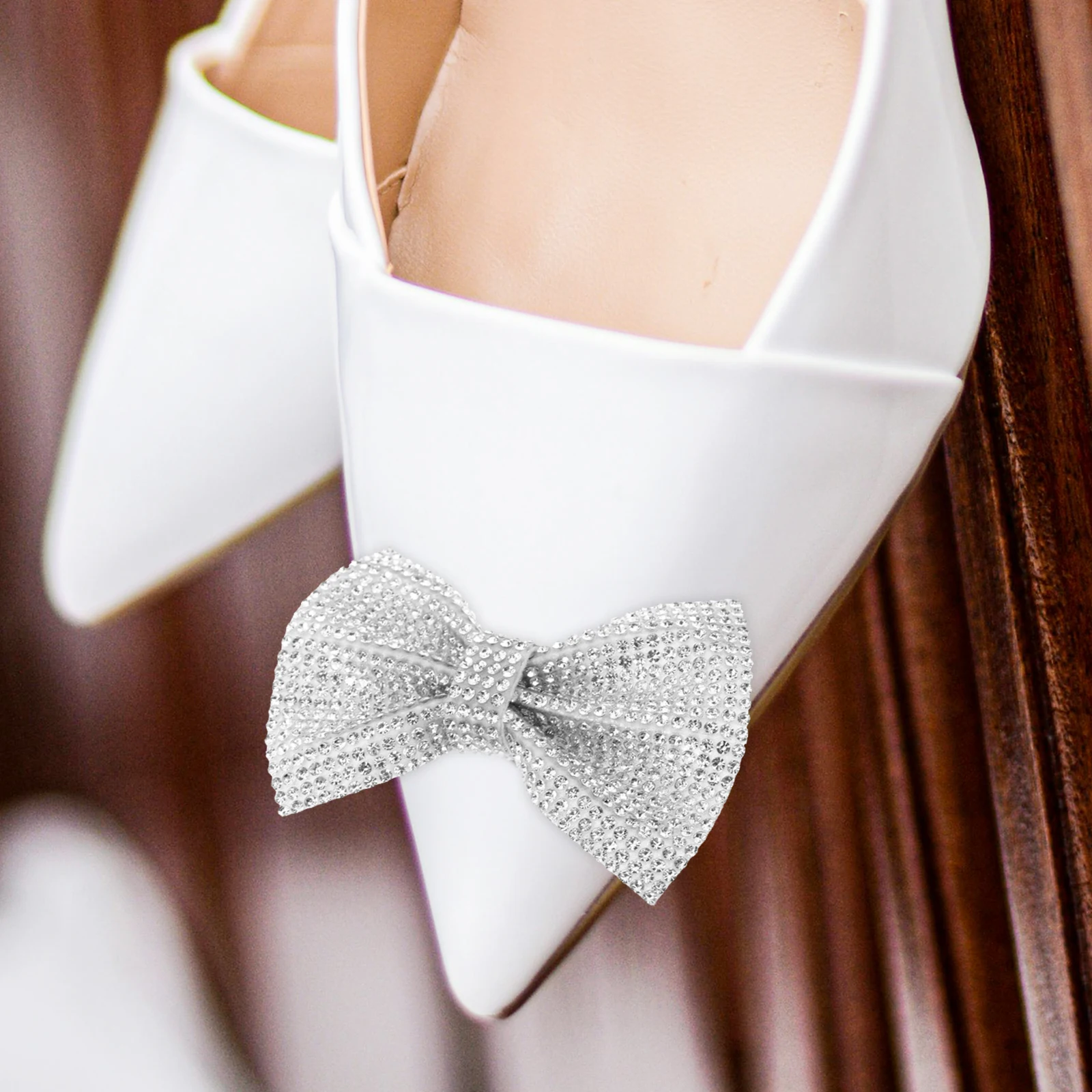 

2 Pcs Brooch Bow Shoe Flower Bride for Rhinestones Embellishment Shaped Accessories