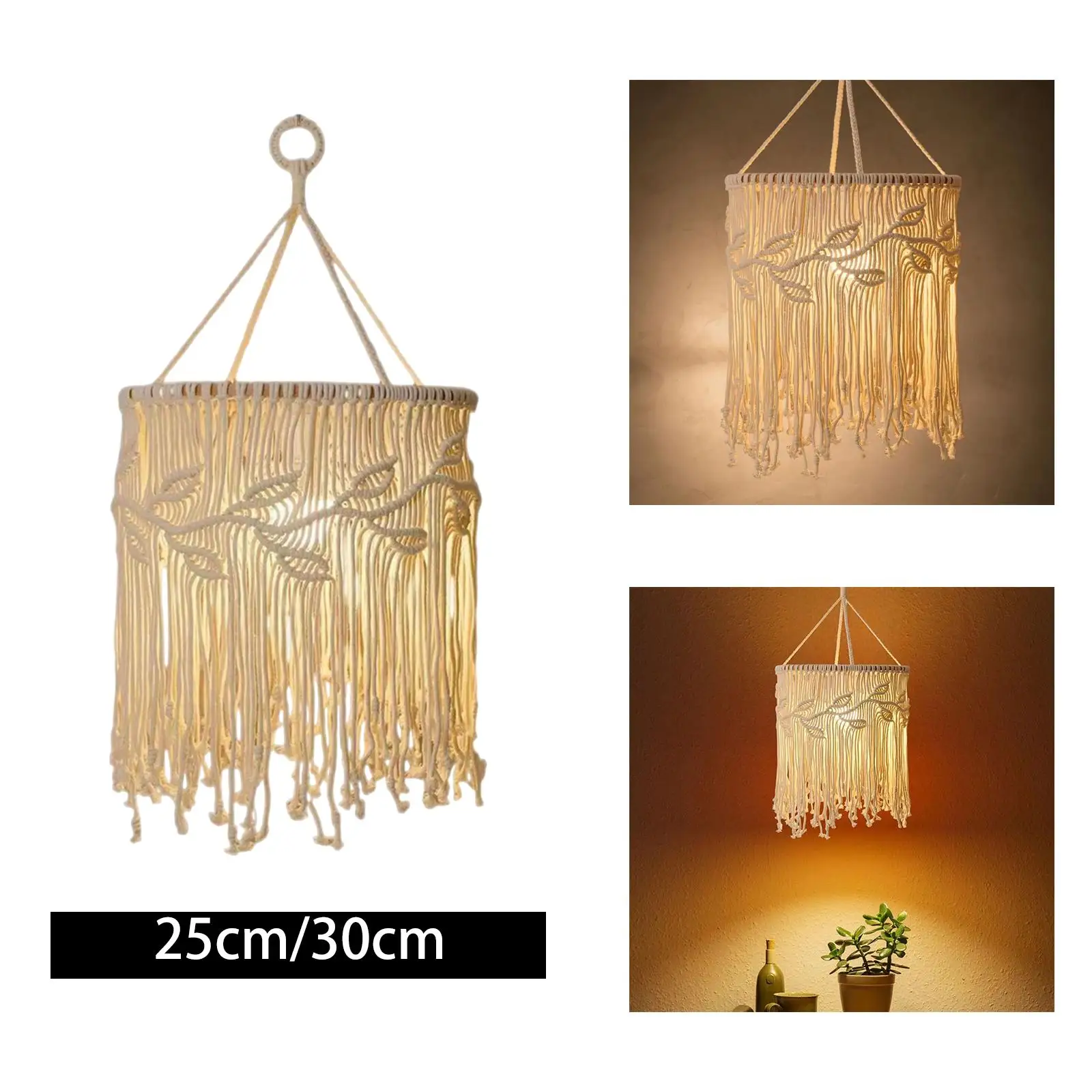 Boho Woven Pendant Light Shade Handmade Lampshade for Home Room Corner Decor
