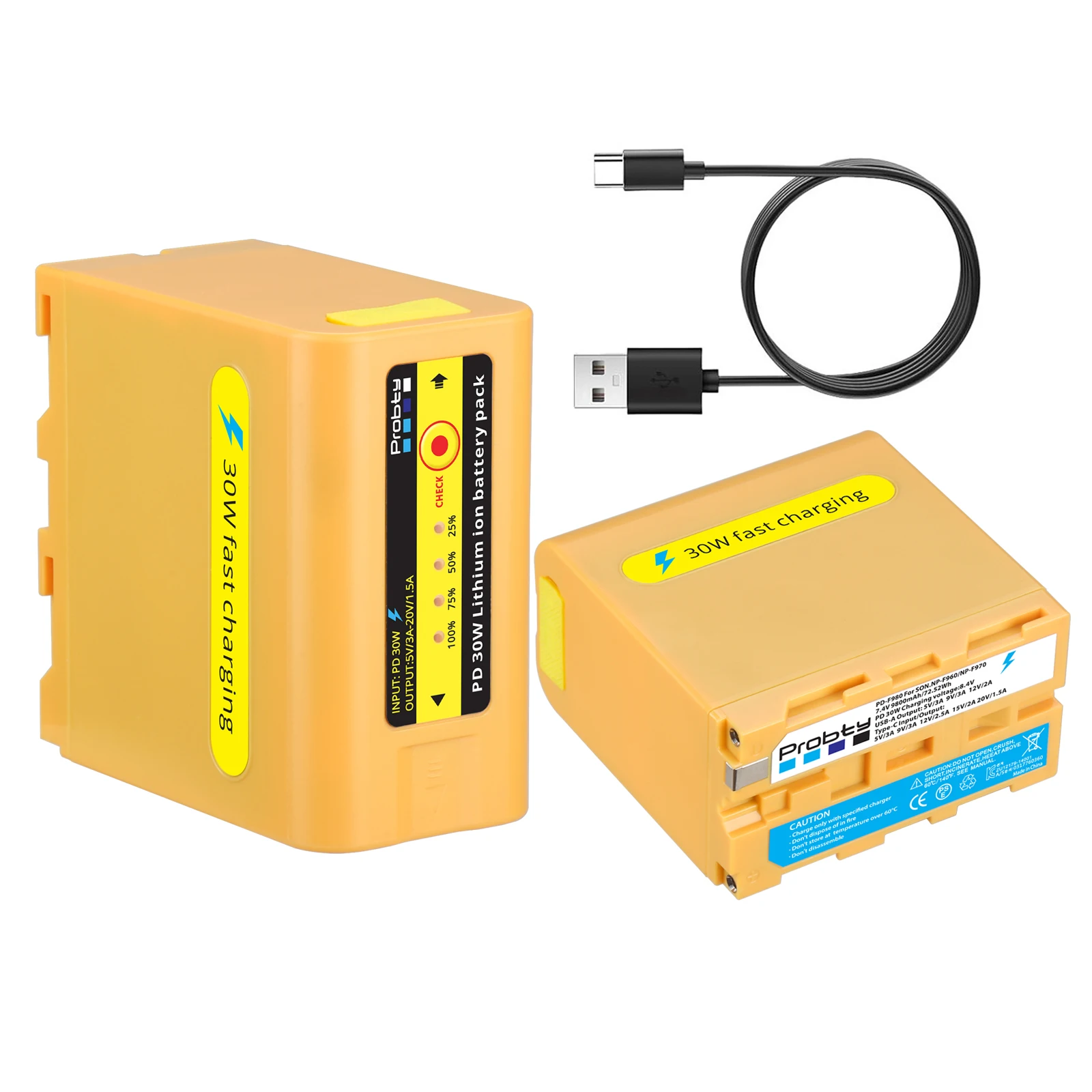 PD30W Two-way Type-C Quick Charge NP-F970 NP F970 NP-F980 Battery for Sony NP-F970 F960 F750 F550 MVC-FD91 MC1500C Battery