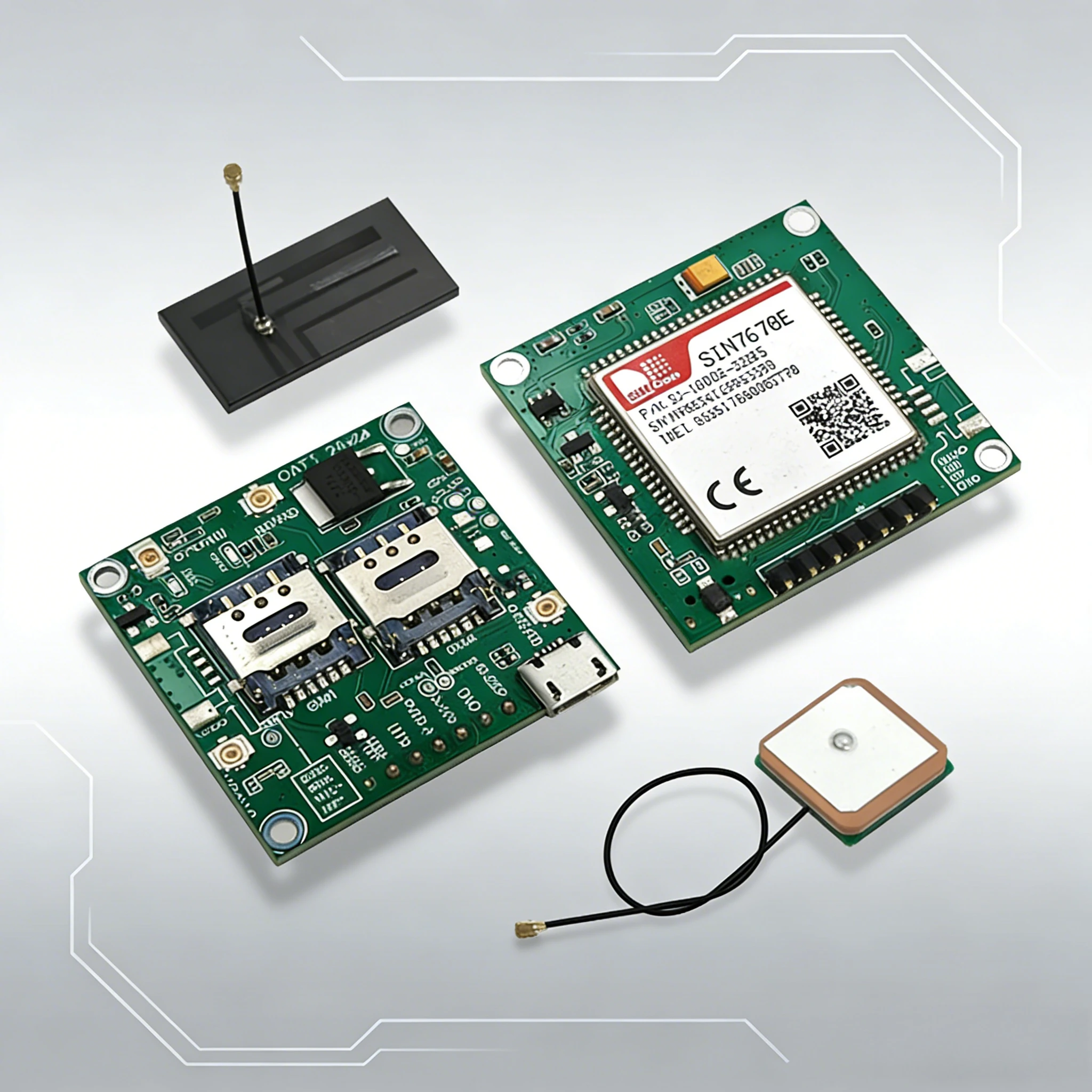 simcom-qualcommチップ搭載-4g-lte-cat1-コアボード-sim7670e-sim7670g-sim7670na-lngv-mngv-gpsアンテナ付属