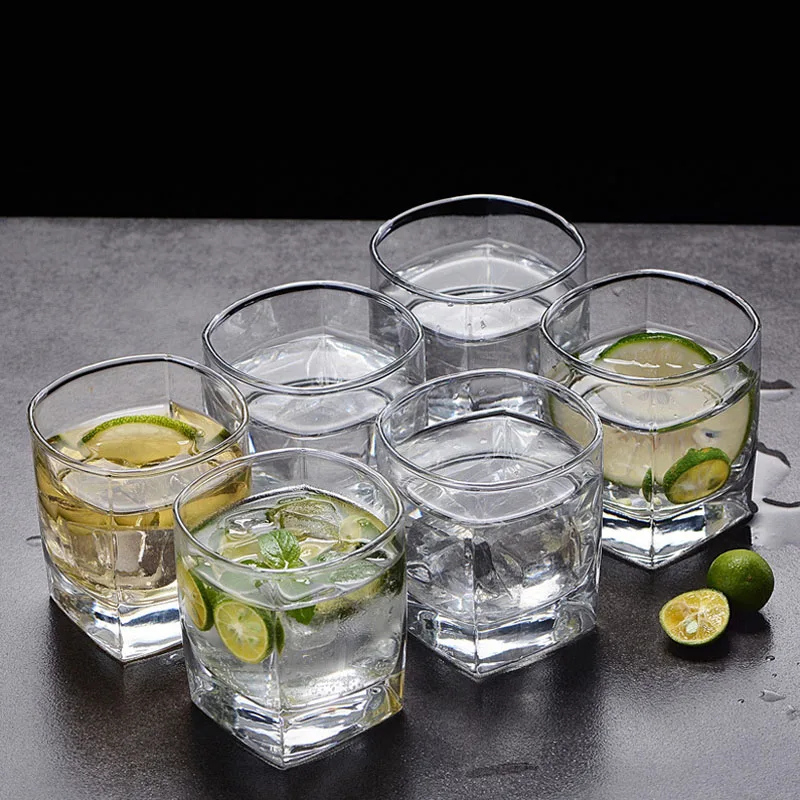 Square Drinking Whiskey Glasses Set of 4 Glass Cup Bar Set Whisky Glass Best Present for Men Scotch Bourbon Vodka Wine Cocktail