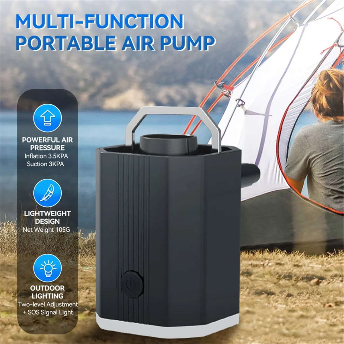 

A50P-Portable Electric Air Pump Rechargeable Wireless Inflator for Swimming Rings Inflatable Sofas More - Compact &
