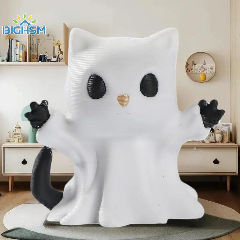 Adorno de gatito fantasma pequeño, maravilloso complemento a la decoración del hogar para Halloween, gran regalo para amantes de los gatos, 1 ud.