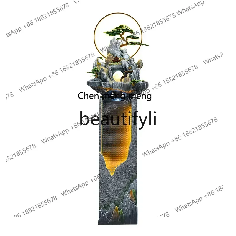 SS S7486 Alpine and flowing water ornament TV cabinet next to decorative landscaping living room entrance floor fountain opening