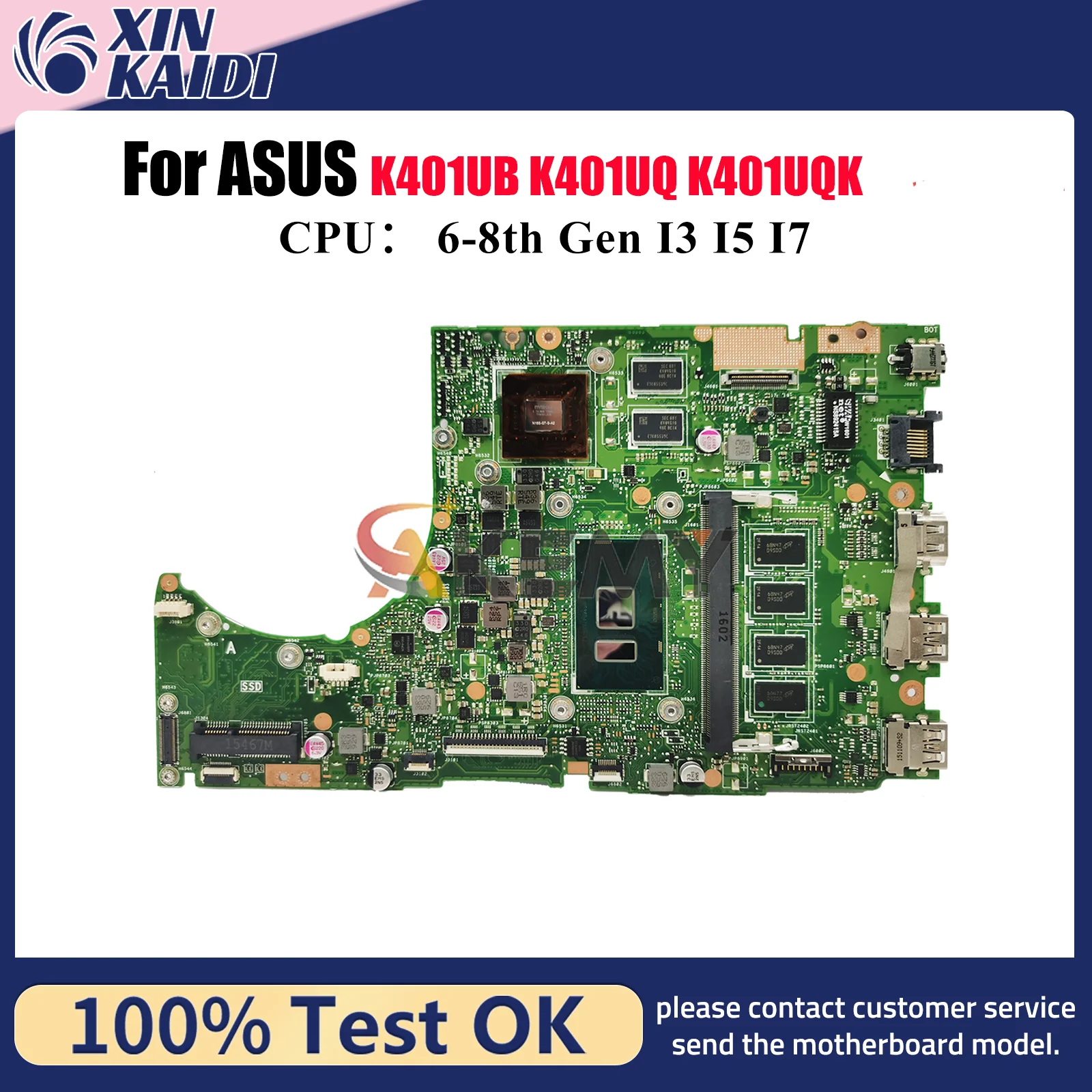 

K401UB Laptop Motherboard For ASUS VivoBook K401UQK K401UQ U4000 K401UB A404U K401U Mainboard W/ I3 I5 I7 CPU tests OK fast ship