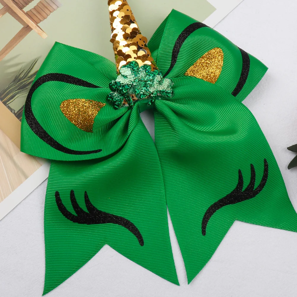 2 Pcs Unicorn Hair Accessories Bow Hairpin Alligator Clips for Women Girl St Patrick Polyester Barrettes