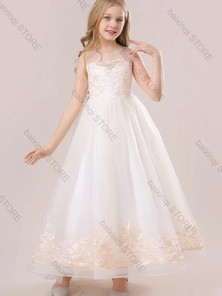 

Ivory Flower Girl Princess Dress Tulle Appliques Sale Low Price Birthday Prom Evening Dresses Bespoke Elegant Party Ball Gown