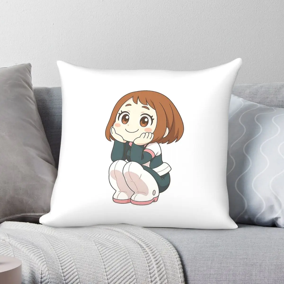 Ochaco Uraraka My Hero Academia Square Pillowcase Polyester Linen Velvet Pattern Zip Decor Throw Pillow Case Cushion Cover 18
