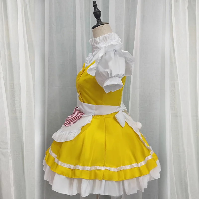 Vestido de sirvienta dulce amarillo para mujer, traje de Cosplay de Anime japonés, traje de mucama Lolita, traje de actuación de escenario de Halloween, uniforme Sexy