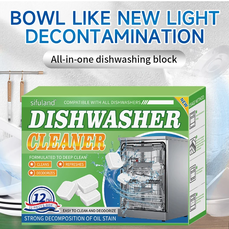 12 Dishwasher Detergent Tablets, Deodorizer Tablets, Deep Clean Tablets, Helps remove limescale, mineral buildup and odours