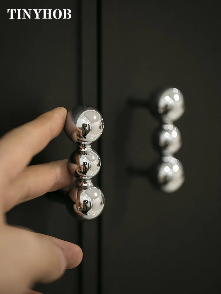 Bead Cabinet Pulls Polished Chrome Silver Knobs French Beaded Furniture Handle for Kitchen Cupboard Wardrobe Drawer Hardware