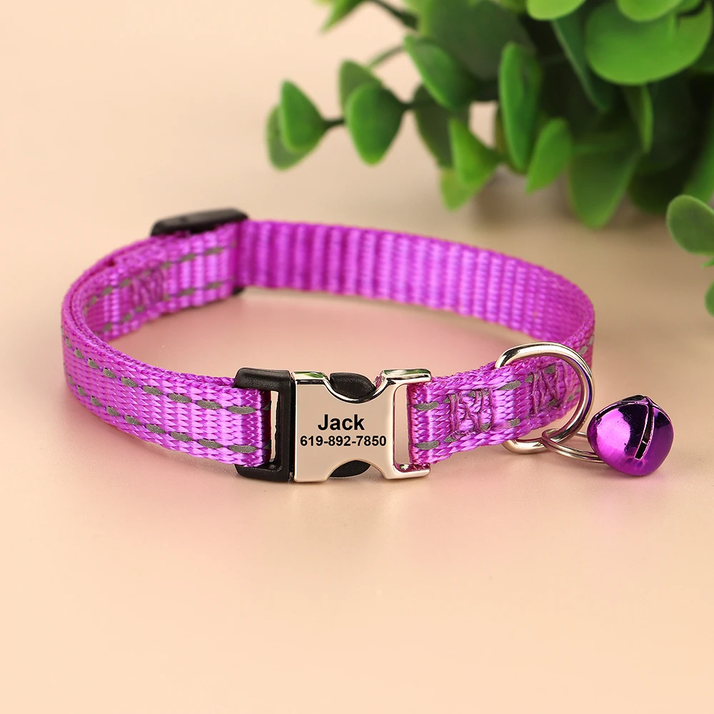 Personalisiertes Katzenhalsband, verstellbare Halsbänder für kleine Hunde und Kätzchen, kostenlose individuelle ID-Namenshalsbänder für Haustiere, Anti-Verlust-Halsbänder für Katzen – Detail 35