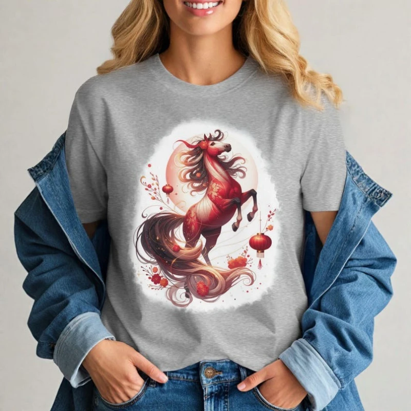 سنة الحصان 2026 التسامي PNG السنة القمرية الجديدة تصميم الصينية زودياك كليبارت عطلة DTF ملف رقمي تحميل قميص #4