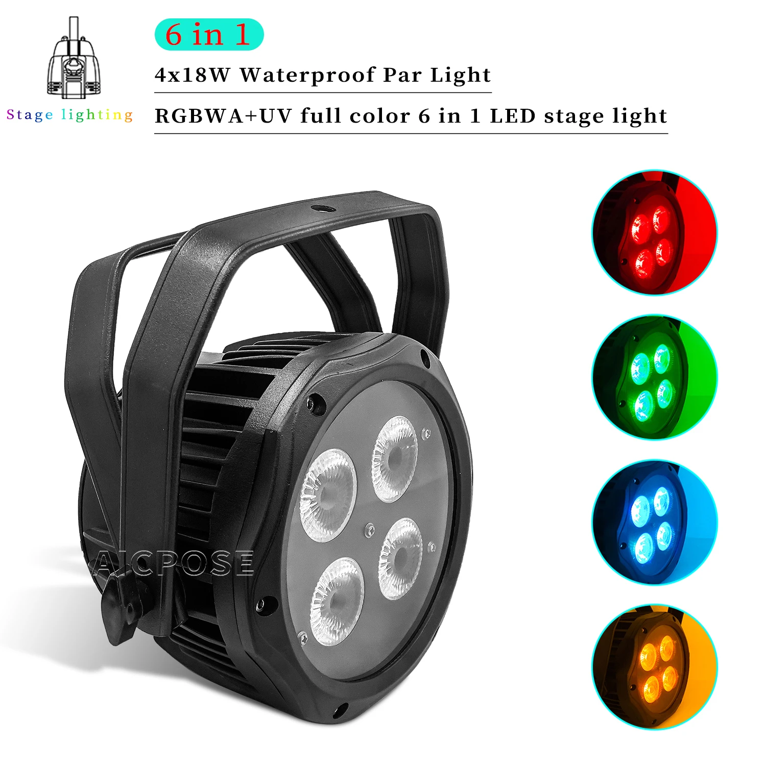 4-10pcs/IP65 Outdoor Waterproof Stage Light 4x12W/4x18W RGBWA UV 6 in 1 LED Pa Light DMX Control Disco Equipment Stage Lighting