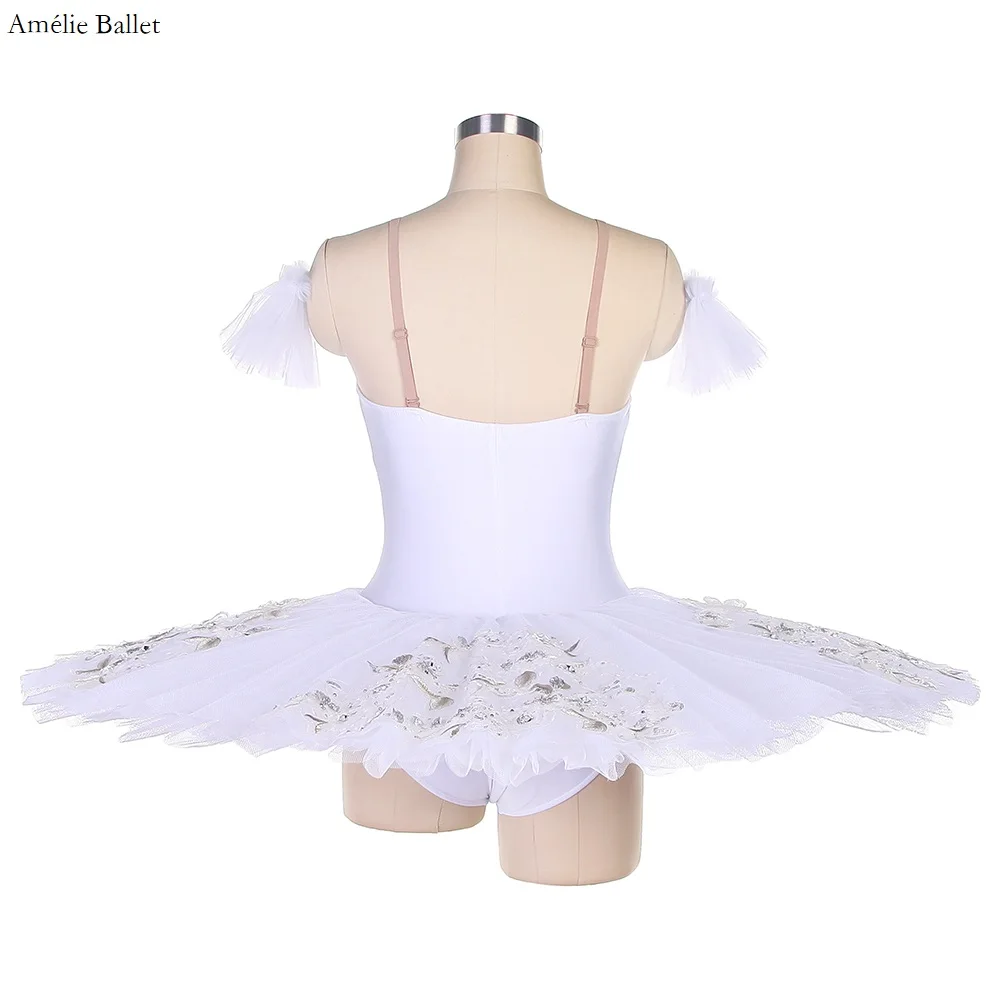 BLL022 Body in spandex bianco Tutu di balletto pre-porfessional Ragazze e donne Costumi di balletto per spettacoli teatrali Ballerina Abito da ballo