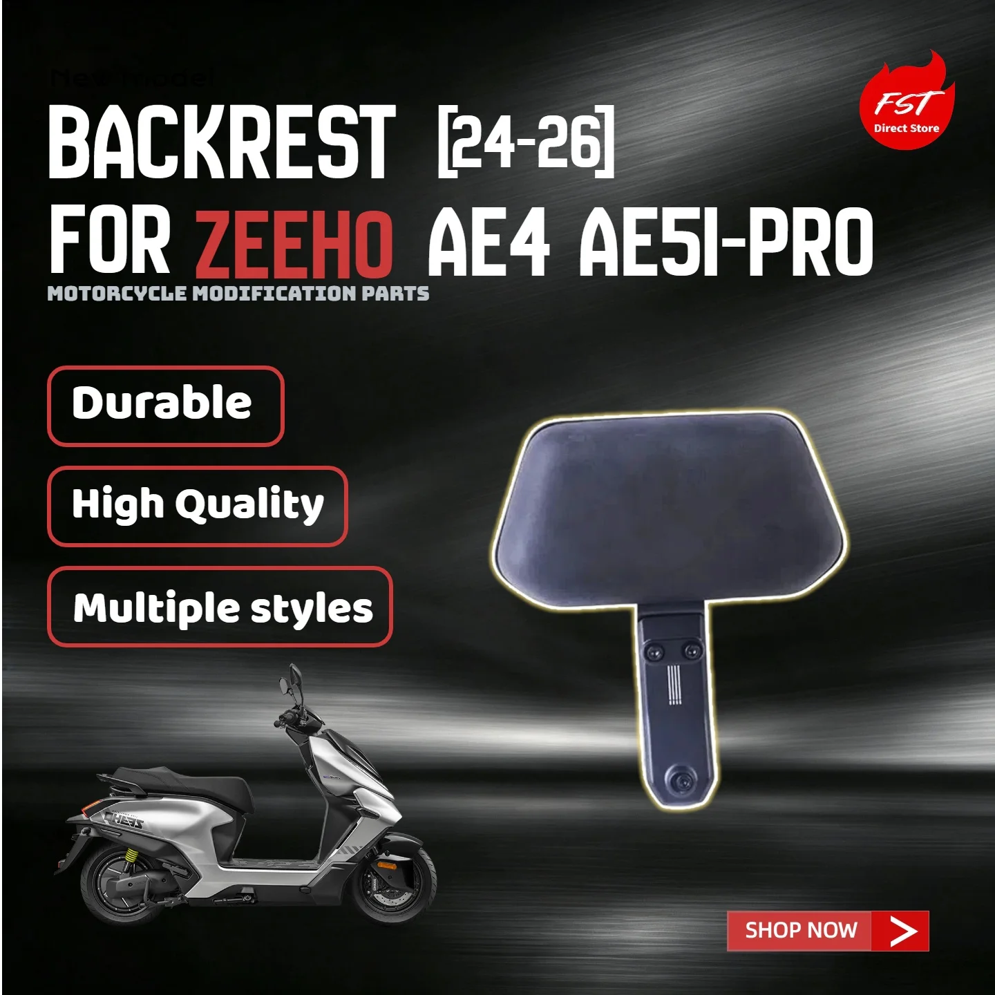 For ZEEHO AE4 AE5i‑Pro 24‑26 Motorcycle Backrest, One‑Piece Seat Lumbar Support Modified Accessories