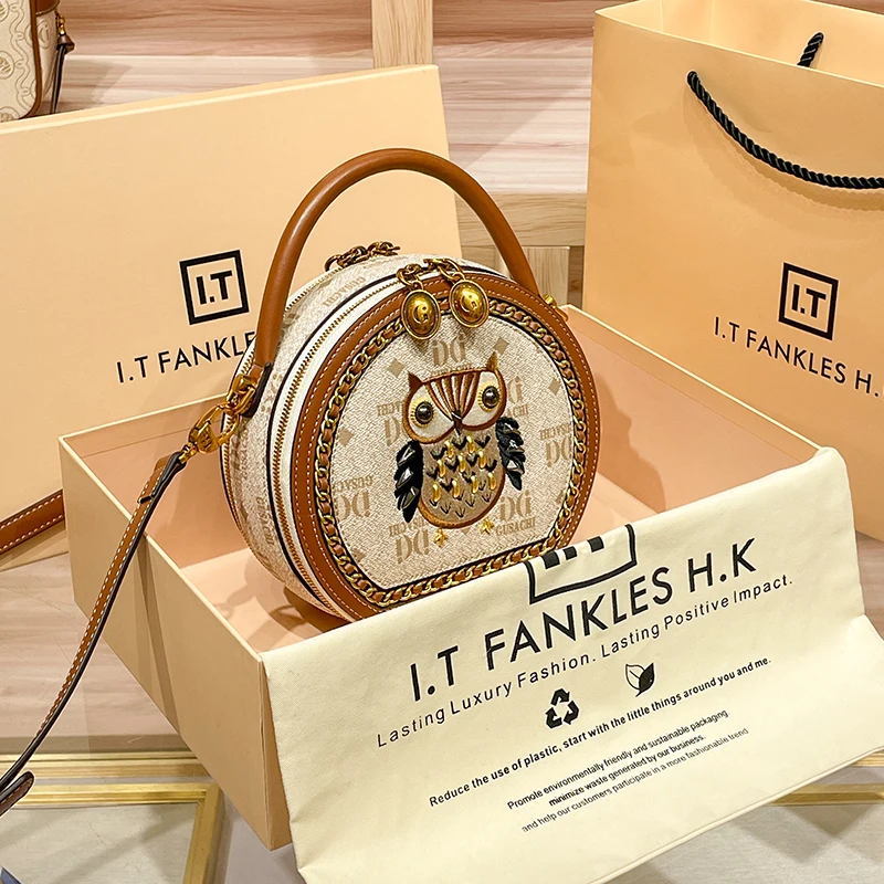 

Popular and Luxury Round Bag with Charming Decoration Embroidery and Printing Women Stylish and Versatile Shoulder Crossbody Bag