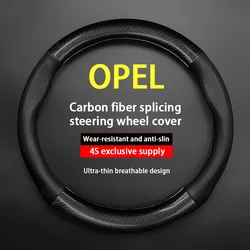 No Smell Thin For Opel Steering Wheel Cover Genuine Leather Carbon Fiber Fit Astra Insignia ST Ampera Corsa E Rocks-e Grandland
