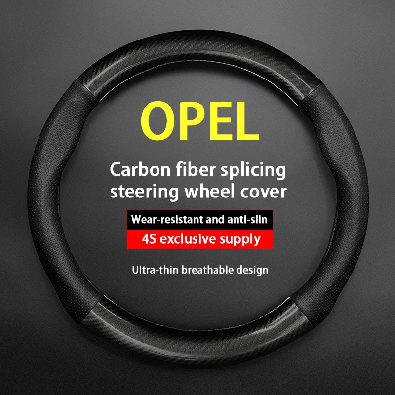 No Smell Thin For Opel Steering Wheel Cover Genuine Leather Carbon Fiber Fit Astra Insignia ST Ampera Corsa E Rocks-e Grandland