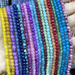 Natural Stone 4MM Faceted Colorful Jades Chalcedony Spacer Round Beads For Jewelry Making Diy Bracelet Earrings Accessories