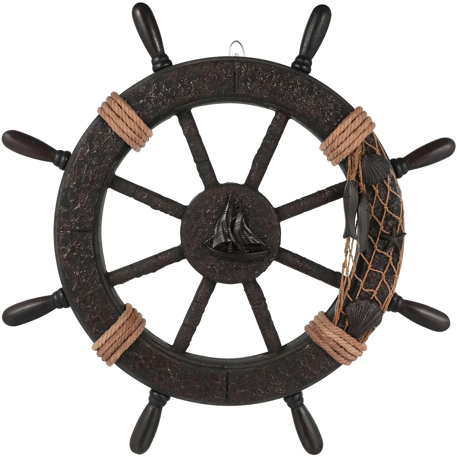 Mediterranean Boat Steering Wheel Home Decor Rudder Wheel Pirate Sailboat Ornament Door Hanging Beach Wall Ship Large Office