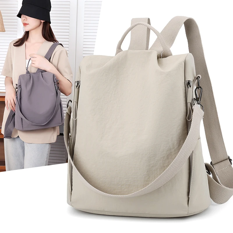 

New Women Backpack Nylon Girls School Bag Anti-theft Shoulder Bags Female Knapsack Travel Ladies Daypack Rucksack Mochila