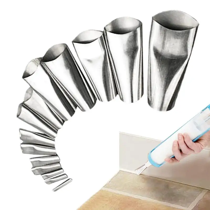 

14PCS Stainless Steel Caulking Nozzle Applicator Finishing Tool Multifunctional Caulking Nozzle Anti-rust Caulk Tip Tool