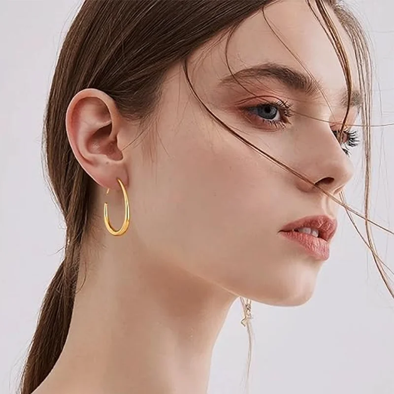 

Joya Love Irregular Geometric Oval Hoop Earrings For Women Minimalist Design Gold Color Stainless Steel New Trendy Accessories