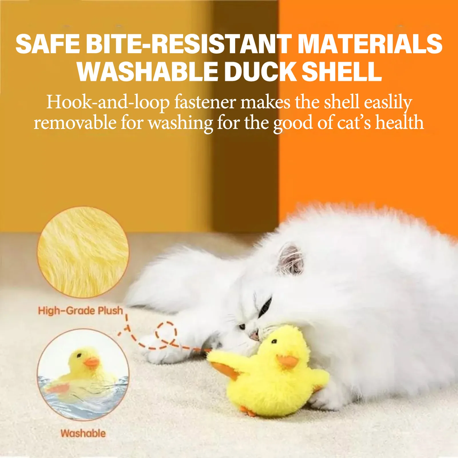 Electric Plush Duck Cat Toy Cat Exercise Toys with Lifelike Quacking Sound for Indoor Outdoor Cats Self Play