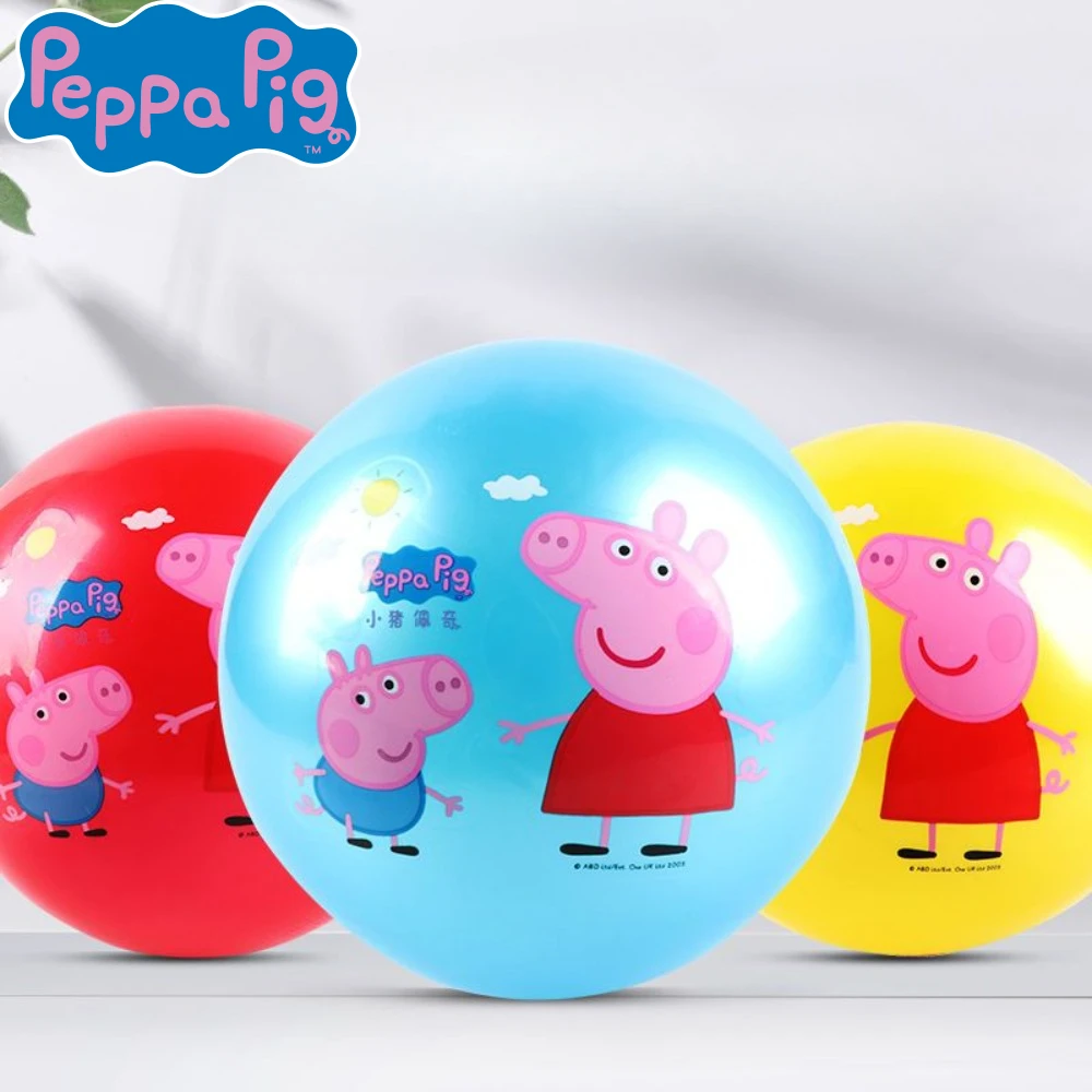 18CM Peppa Pig inflate Bouncing Mute Bouncy Ball 1 To 5 Years Old Bounce Squeezable Mute Bouncing Boys and girls Gift toys