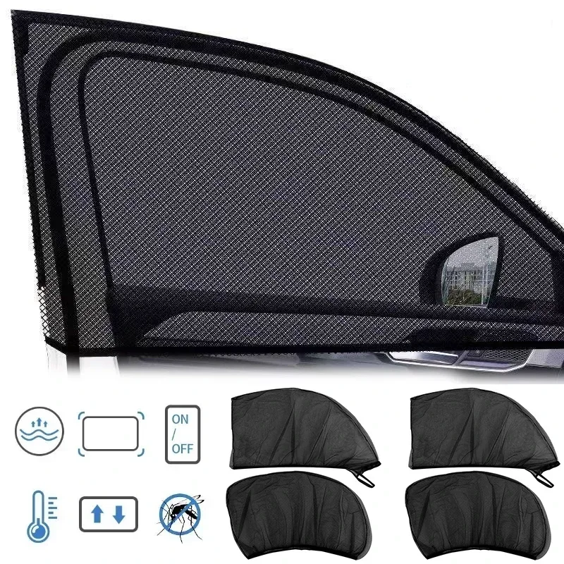 Universal Car Sunshade SUV UV Protection Anti-Mosquito Side Window Curtain Blackout Film for Privacy Heat Reduction