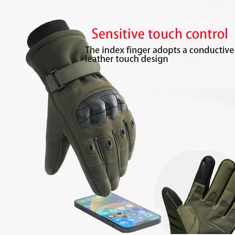 Guanti tattici Full Finger Winter Warm Combat Touch Screen guanti termici sci all\'aperto guanti protettivi da caccia da uomo