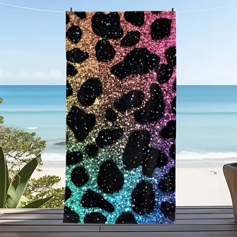 Colorful Leopard Print Beach Towel Fashionable Sequin Must-have for Summer Beach Supplies Themed Beach Towel Summer Beach Towel