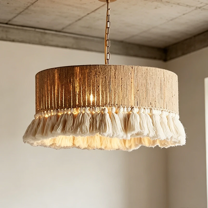 

E27 Warm Light Pendant lamp Bohemian Chandelier Hemp Rope tassel Living Room Kitchen Shop restaurant RusticPendant Lamps