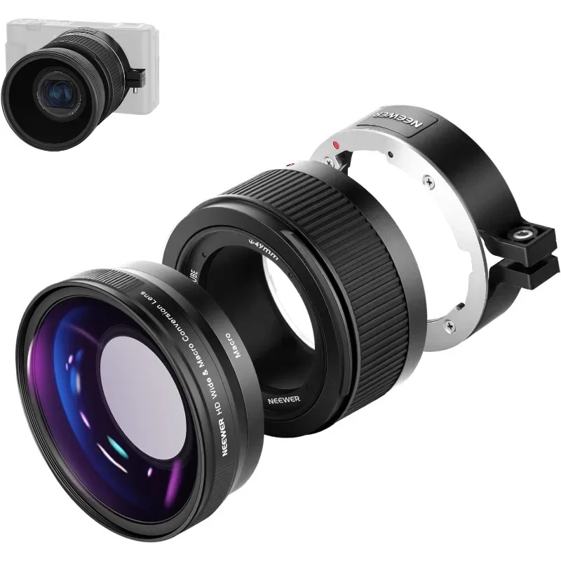 

HD Wide&Macro 2 in 1 Conversion Lens For Sony ZV1 Custom 0.75X Additional Mirror 18mm Wide Angle Lens Camera Accessories