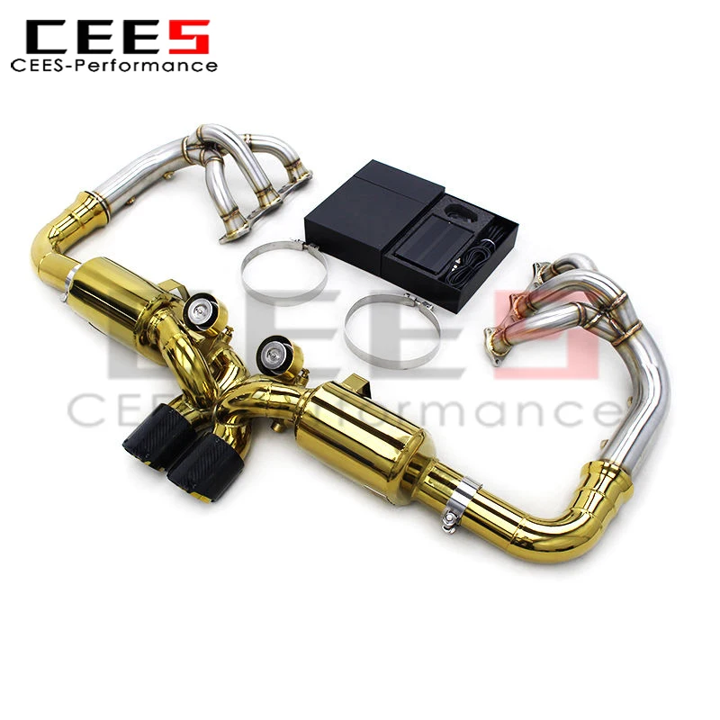 

cees Header Manifold Catback for Porsche 911 991/991.1/991.2 GT3 2011-2019 Stainless Steel Electroplate Gold Axle Exhaust System