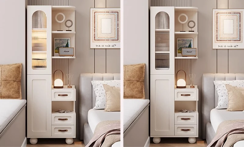 Bedside table Bedroom new light luxury high-end bedside storage cabinet exquisite locker white storage table