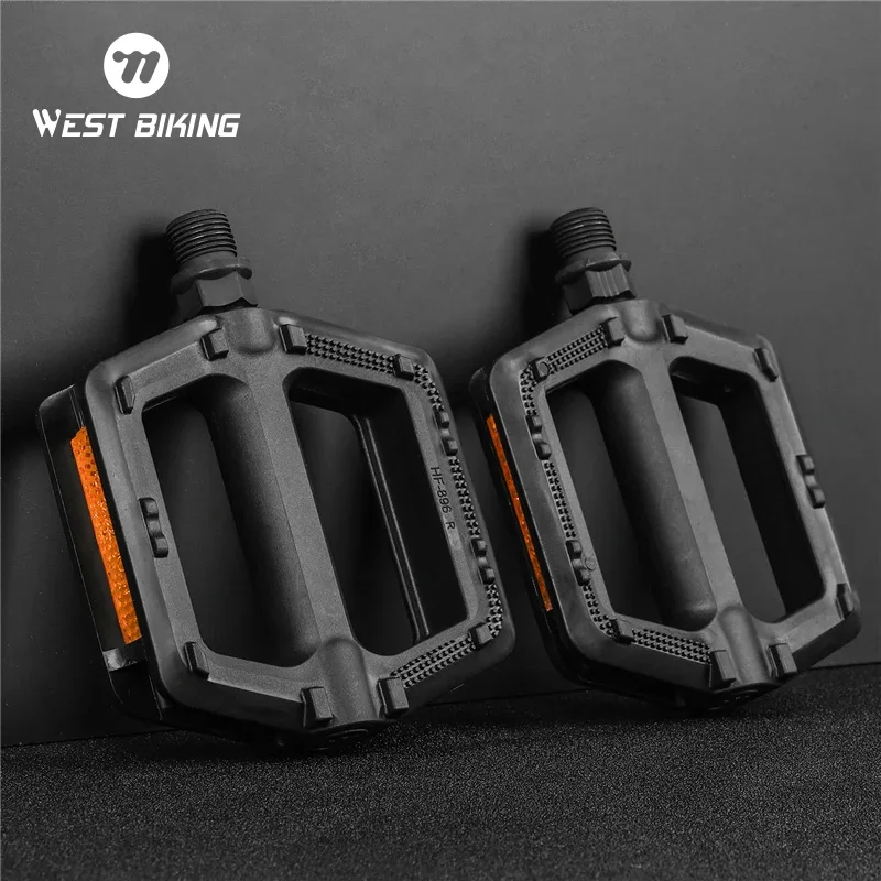 

WEST BIKING MTB/Road DU Sealed Bicycle Pedals With Reflective Sheet Non-slip Resistant Classic Bike Pedals Cycling Accessories