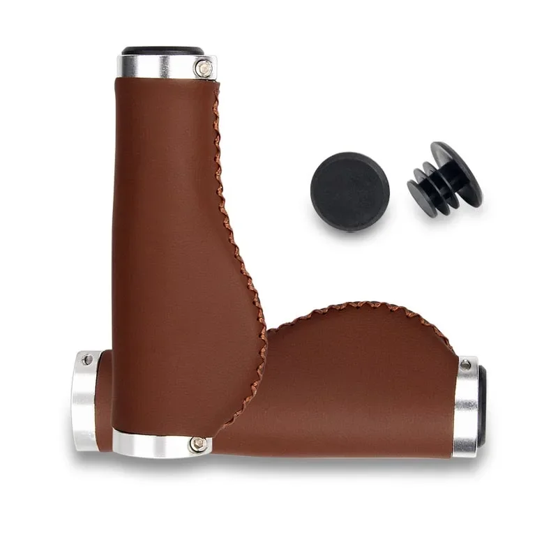 

Mountain Bike Vintage Locking Handlebar Cover Anti-slip PU Leather Hand Stitching Cycling Anti-slip Cover Bicycle Handlebar Grip
