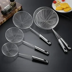 1PC Stainless Steel Strainer Ladle Skimmer Oval Fine Mesh Oil Pot Strainers Home Kitchen Tools Strainer Oil Skim Grease Foam