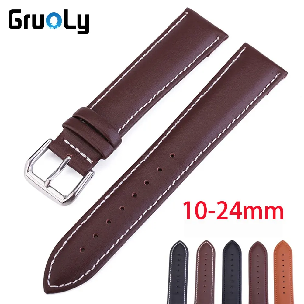 Calf Leather Watchband 10mm 12mm 13mm 14mm 15mm 16mm 17mm 18mm 19mm 20mm 21mm 22mm 24mm Universal Wrist Band Belt Accessories