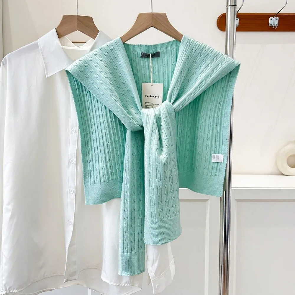 

Модная универсальная вязаная шаль больших размеров, защита шеи, шаль на плечо, теплый съемный шейный платок для женщин