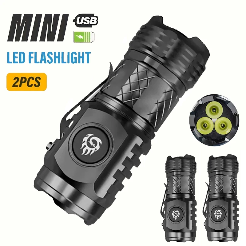 Powerful Super Bright Handheld Flashlight USB C Charging Waterproof Adjustable Brightness Torch for Camping Hiking Emergency