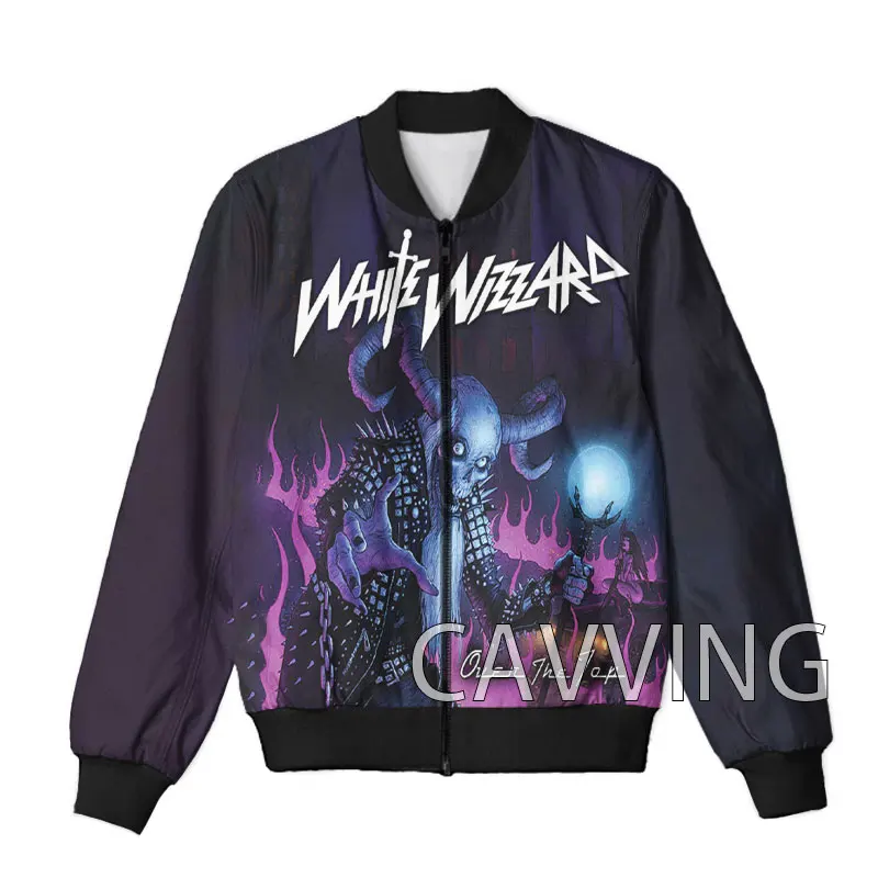 

CAVVING 3D Printed White Wizard Rock Band Zipper Bomber Jackets Men Overcoat Mens Coat Zip Up Jackets for Women/Men